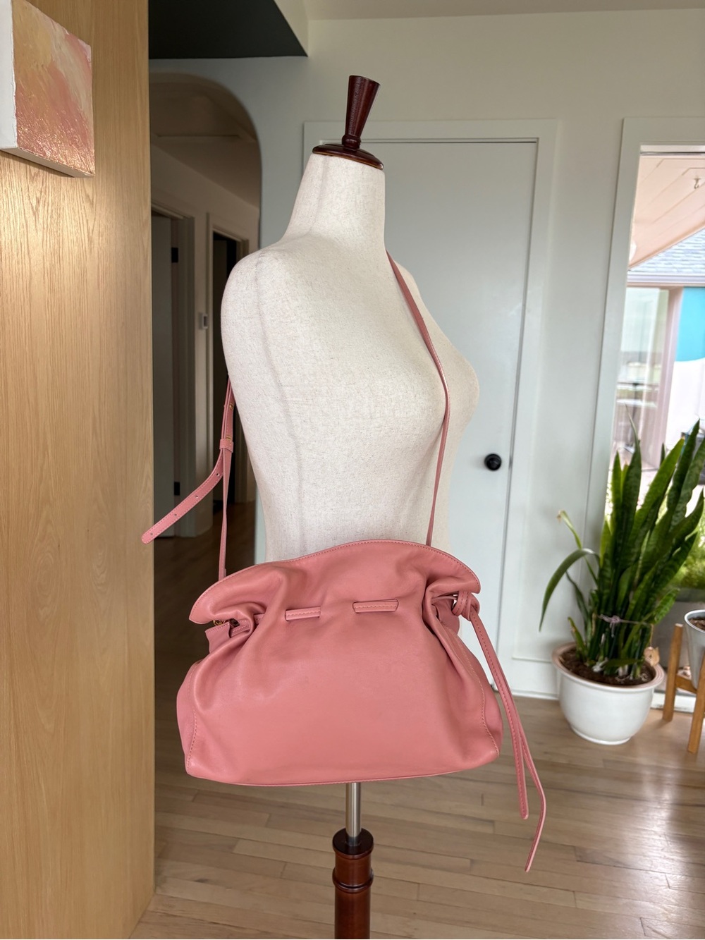 Mansur Gavriel Rose Pink Drawstring Shoulder Bag